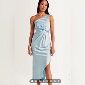 Abercrombie & Fitch One-Shoulder Satin Knotted Midi Dress